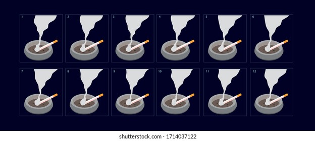 Smoke animation. Sprite sheet  of smoke effect animation for games, cartoon or animation – Vector
