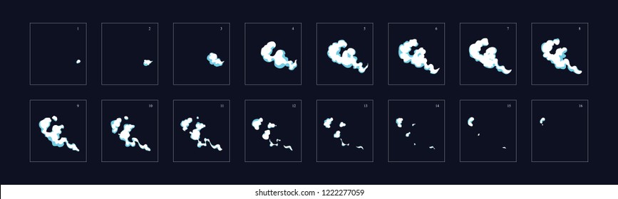 Smoke animation Sprite sheet. Sprite sheet for game or cartoon or animation. 2d classic animation smoke effect.