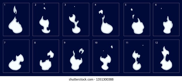 Smoke animation sprite sheet. Use in game, motion graphic, animation or something else. 2d classic animation smoke effect Vector.– Vector