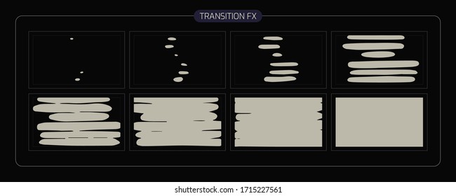 Smoke Animation Transitions Effect. Transition Fx Sprite Sheet For Video Games, Cartoon Or Animation And Motion Design. Smoke Scene Transition . Eps 10 Vector Illustration.