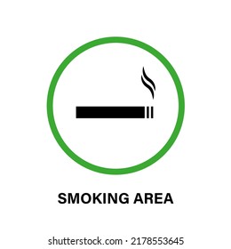 Smoke Area Silhouette Circle Icon. Smoke Allow Room Symbol. Smoking Tobacco Nicotine Cigarette Permit Outdoor Zone Glyph Pictogram. Smoke Cigar Cigarette Area Sign. Isolated Vector Illustration.