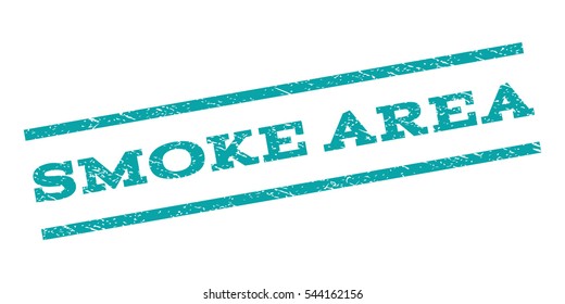 Smoke Area watermark stamp. Text caption between parallel lines with grunge design style. Rubber seal stamp with dirty texture. Vector cyan color ink imprint on a white background.