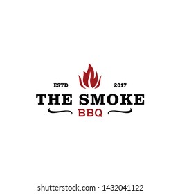 the smoke bbq vector logo design