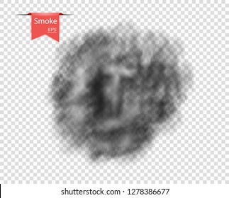 Smoke Black, isolated. Toxic gas transparent, special effect. Vector overlay element for your design.