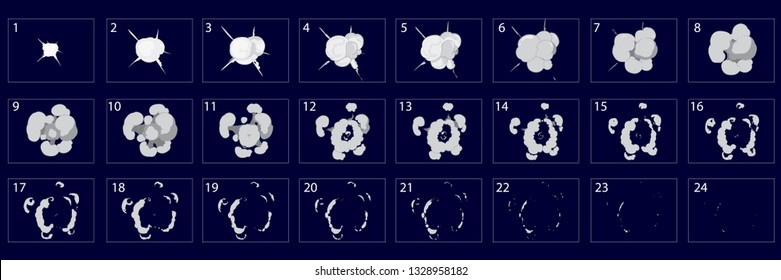 Smoke blast animation effect. Blast effect. animation Smoke effect. Animation Sprite sheet for games, cartoon or animation – Vector