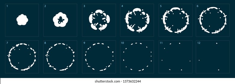 Smoke burst animation effect. Blast explode animation. Smoke sprite sheet for games, cartoon or animation. - Vector