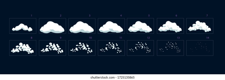 Smoke burst animation. Sprite sheet of burst effect animation for games, cartoon or animation – Vector
