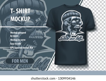 Smoke can Kill text with  Skull and pipe. T-Shirt template
