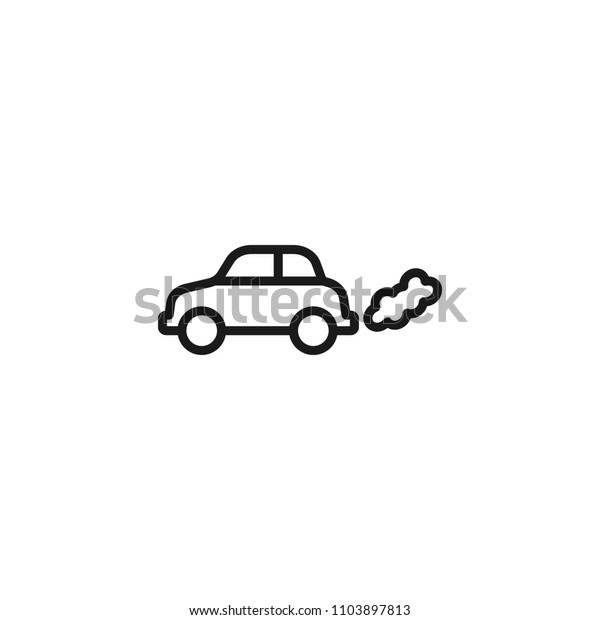 smoke from car line
icon. symbol of ecology