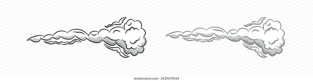 Humo de dibujos animados vector de soplo de viento . Comic humo velocidad soplo