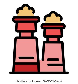 Smoke chimney icon. Outline smoke chimney vector icon for web design isolated on white background color flat