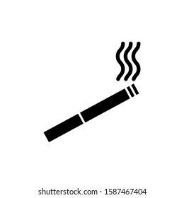 Smoke cigarette icon vector illustration, Smoke cigarette logo vector in black flat design on white background