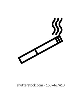 Smoke cigarette icon vector illustration, Smoke cigarette logo vector in lineart style on white background