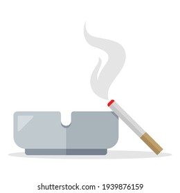 humo de un cigarrillo tendido en un cenicero. ilustración de cigarrillos vectoriales plana aislada en fondo blanco.