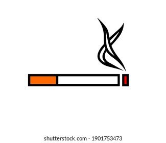 Smoke Cigarette White Background Vector