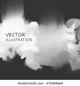 smoke cloud background on black backdrop. Vector illustration.