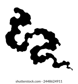 Smoke Cloud Black Icon Silhouette. Vektorgrafik Spezialeffekt von Puff oder Dampfwolke. Feuer, Smog oder Rauch. Staub- oder Dampf-Vorlage auf Weiß isoliert. Cartoon-Design-Element des Comics