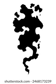 Smoke nube negro silueta de iconos. Vector efecto especial de la nube de soplo o vapor. Explosión de fuego, niebla tóxica o humo. Plantilla de polvo o vapor aislada en blanco. Elemento de diseño de dibujos animados de cómic