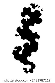 Smoke nube negro silueta de iconos. Vector efecto especial de la nube de soplo o vapor. Explosión de fuego, niebla tóxica o humo. Plantilla de polvo o vapor aislada en blanco. Elemento de diseño de dibujos animados de cómic