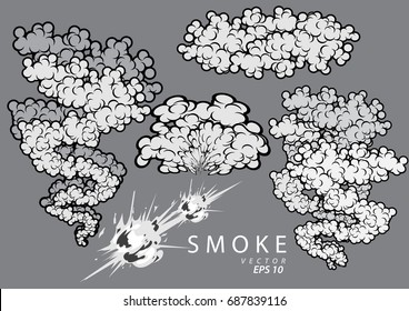 smoke and cloud cartoon design on grey background vector