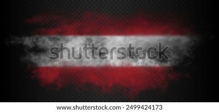 Smoke cloud in the colors of the Austrian flag. red, white, red triband realistic gradient colorful fog isolated on dark semi transparent background. Good quality vector illustration.
