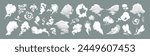 smoke cloud comic set. Comic smoke flows, dust, smog and smoke steaming cloud silhouettes