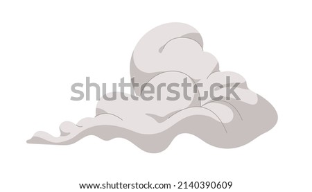 Smoke cloud from dust, steam and gas after bang. Intense fume puff, bomb explosion effect. Smoky silhouette of strong toxic exhausts. Flat vector illustration isolated on white background