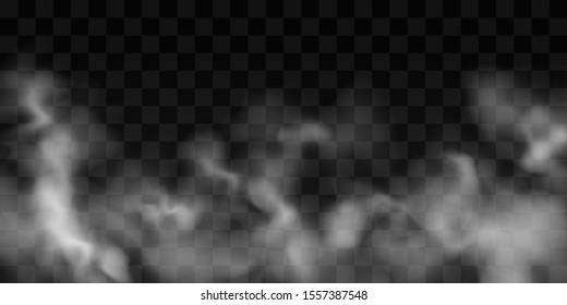 Smoke or cloud effect on transparent background. Fog or smoke isolated transparent special effect. Realistic fog.Vector illustration.