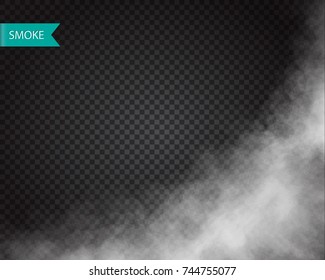 Smoke or cloud effect on transparent background. Realistic fog.