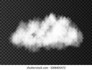 Smoke cloud  isolated on transparent background. White  steam explosion special effect.  Realistic  vector   fire fog or mist texture .