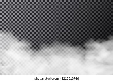 Smoke Cloud On Transparent Background. Realistic Fog Or Mist Texture Isolated On Background. Vector