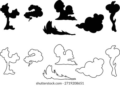 Siluetas y esquemas de Smoke Cloud para el Diseño gráfico