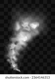 Smoke cloud stream. Transparent fog effect. White vector cloudiness, mist or smog background. Vector illustration isolated transparent special effect