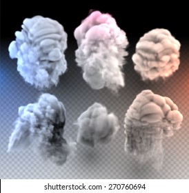 Smoke and Clouds Set. Special Effects Collection. Transparent Background. Vector Illustration.