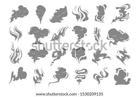 Smoke clouds silhouettes. Vector vapor icons set. Steam illustration