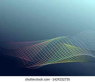 Smoke colorful vector wave on dark background 