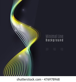 Smoke colorful vector wave on dark background with glowing and effects