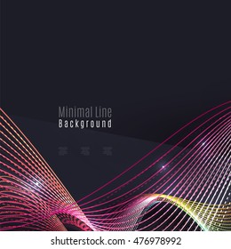 Smoke colorful vector wave on dark background with glowing and effects