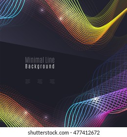 Smoke colorful vector wave on dark background with glowing and effects