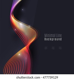 Smoke colorful vector wave on dark background with glowing and effects