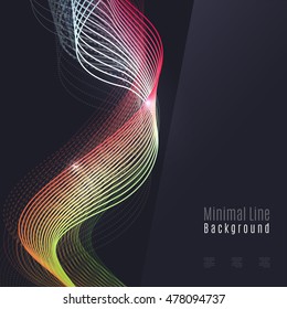 Smoke colorful vector wave on dark background with glowing and effects