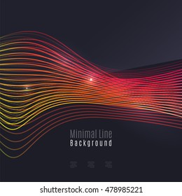 Smoke colorful vector wave on dark background with glowing and effects