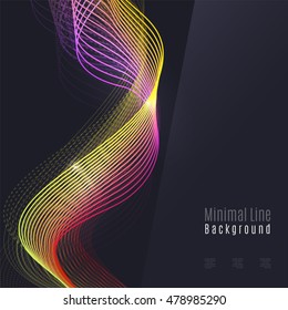 Smoke colorful vector wave on dark background with glowing and effects
