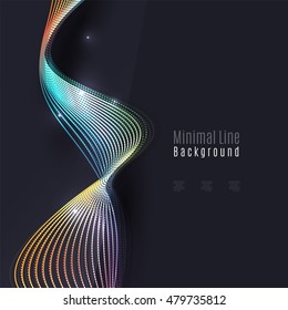 Smoke colorful vector wave on dark background with glowing and effects