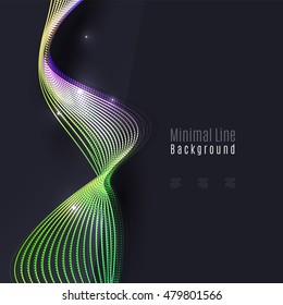 Smoke colorful vector wave on dark background with glowing and effects