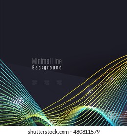 Smoke colorful vector wave on dark background with glowing and effects