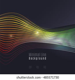 Smoke colorful vector wave on dark background with glowing and effects