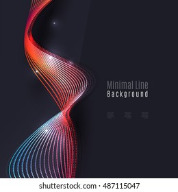 Smoke colorful vector wave on dark background with glowing and effects