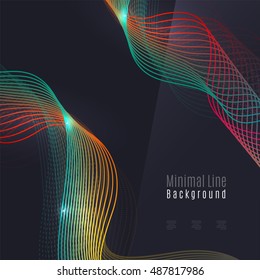 Smoke colorful vector wave on dark background with glowing and effects
