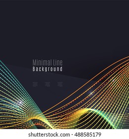 Smoke colorful vector wave on dark background with glowing and effects
